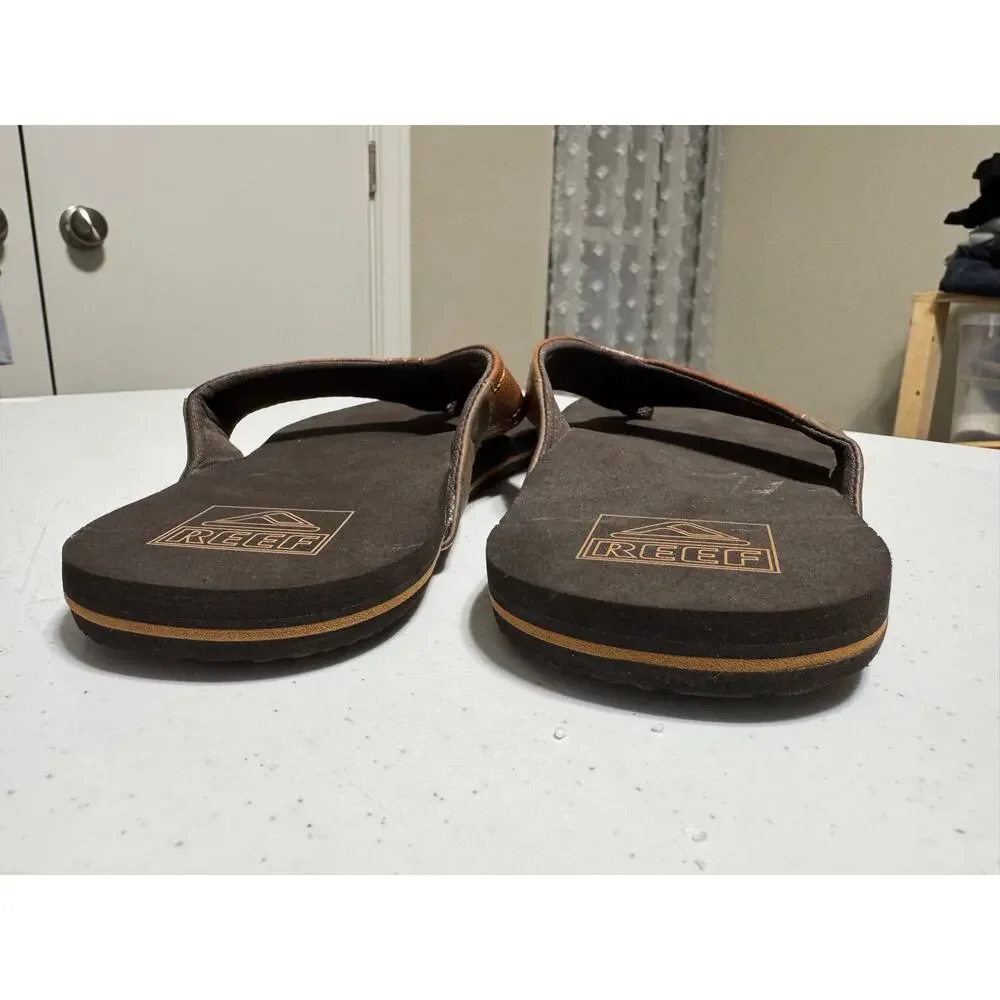 REEF Newport Vegan Leather  Brown Flip Flop Size 8